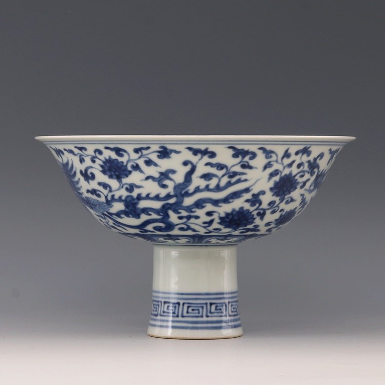 Chinese Ming Style Porcelain Stem Cup (1 of 4)