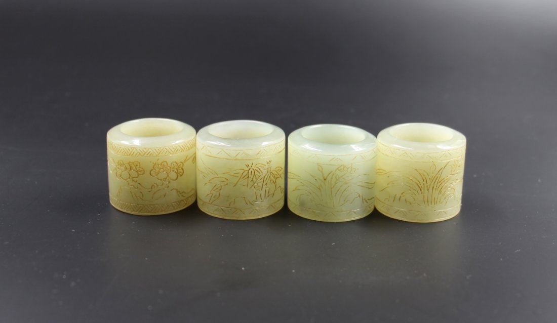 Four Chinese Jade Thumb Rings (1 of 4)