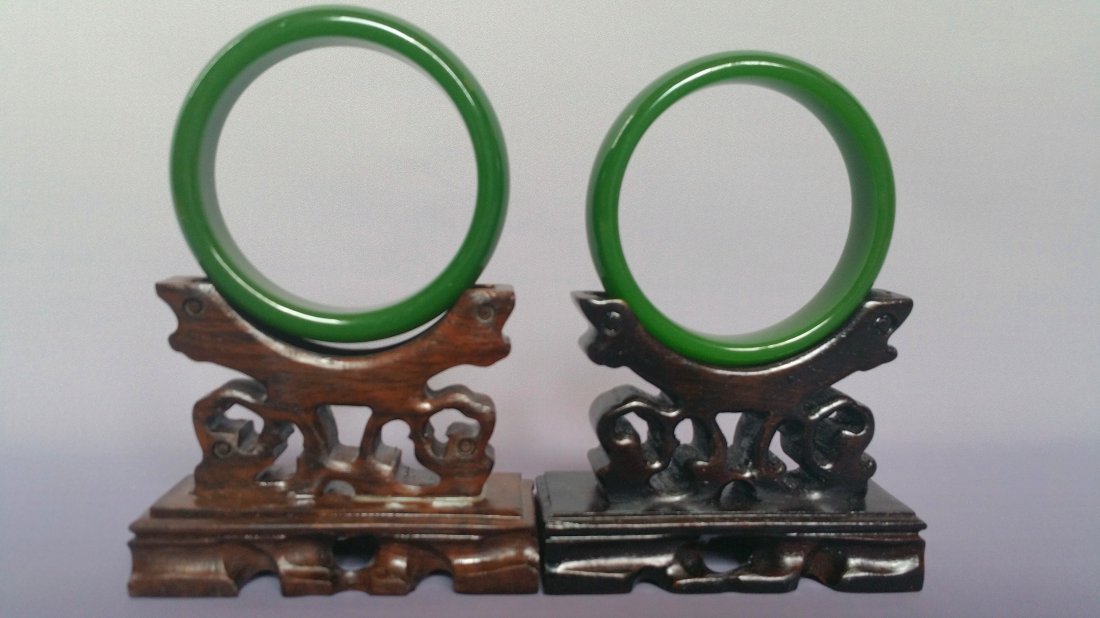 (2) Chinese Jade Bangle Bracelets (1 of 3)