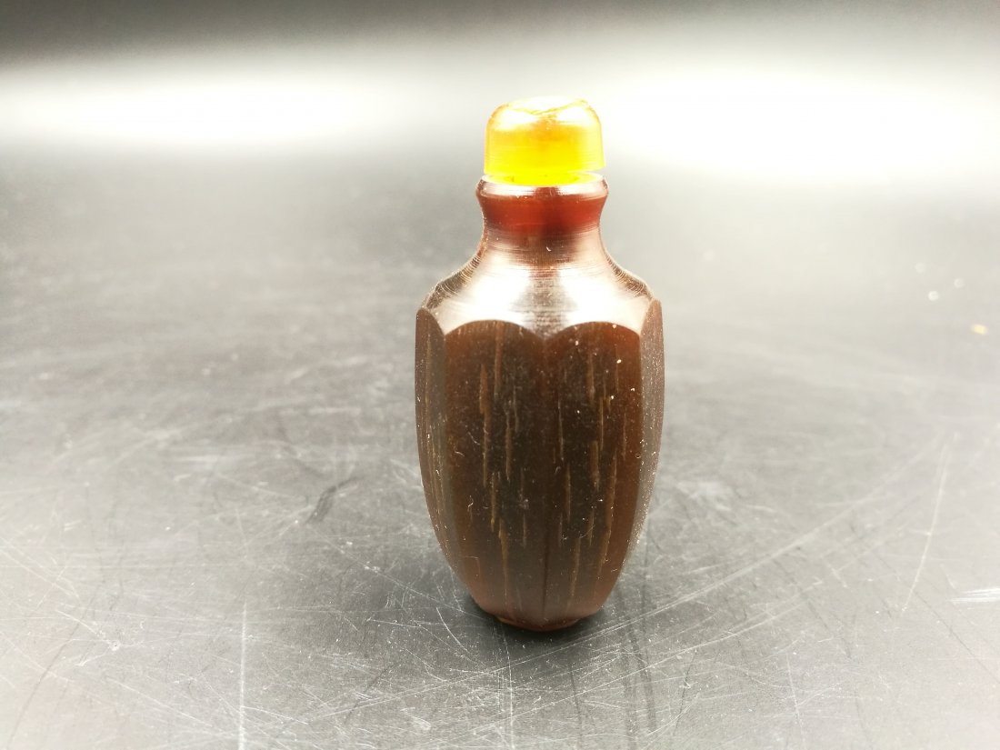 Chinese Rhinoceros Horn Caved Snuff Bottle (1 of 5)