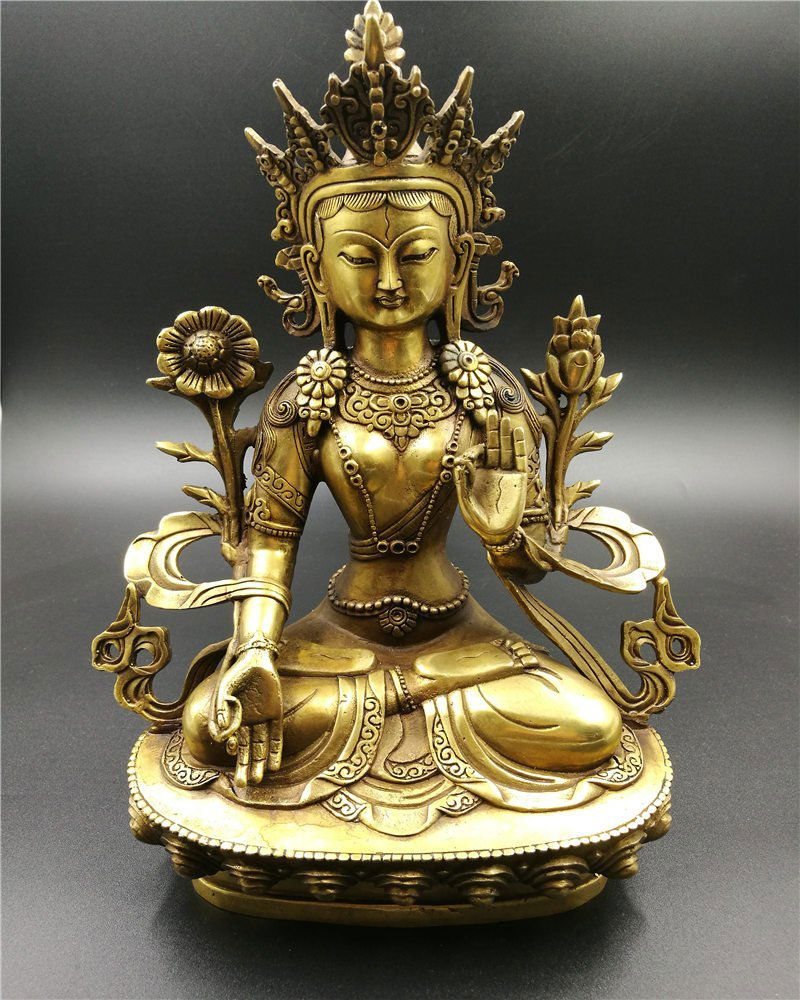A Chinese Antique Gilt Bronze White Tara: A Chinese Antique Gilt Bronze White Tara; Size: H: 9"