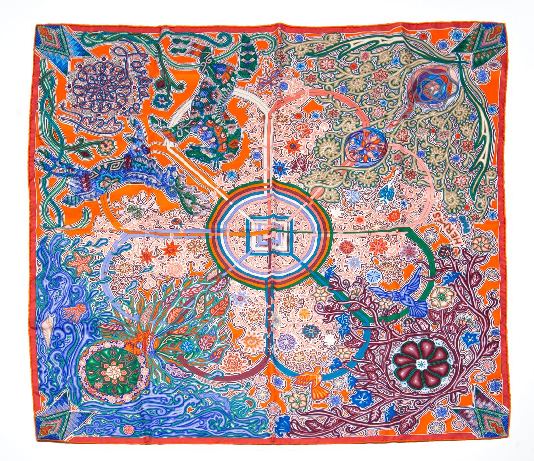 HERMES foulard de soie l'arbre du vent (1 of 2)