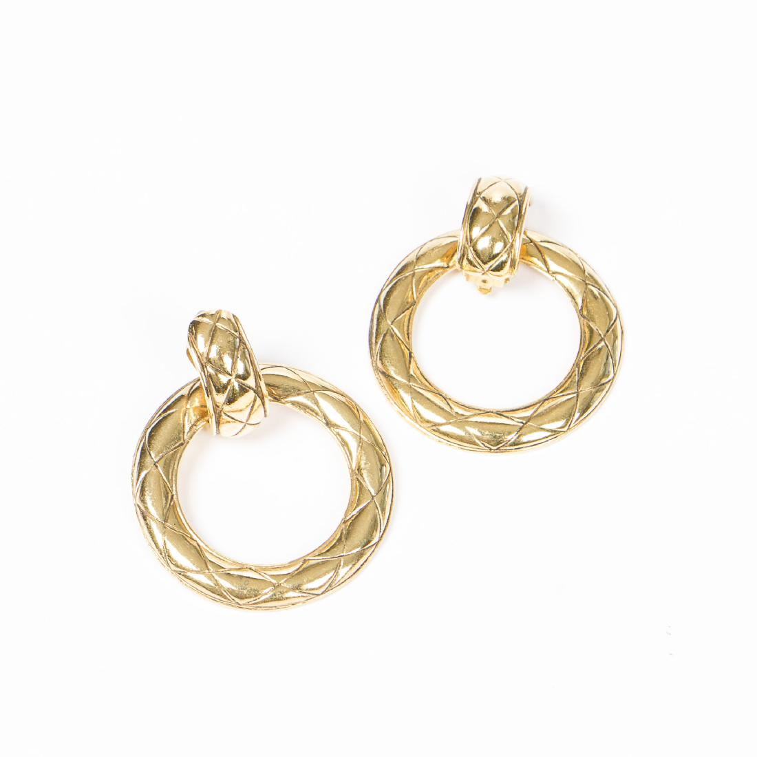 Chanel Large Quilted Hoop Clip Earrings (1 of 2)