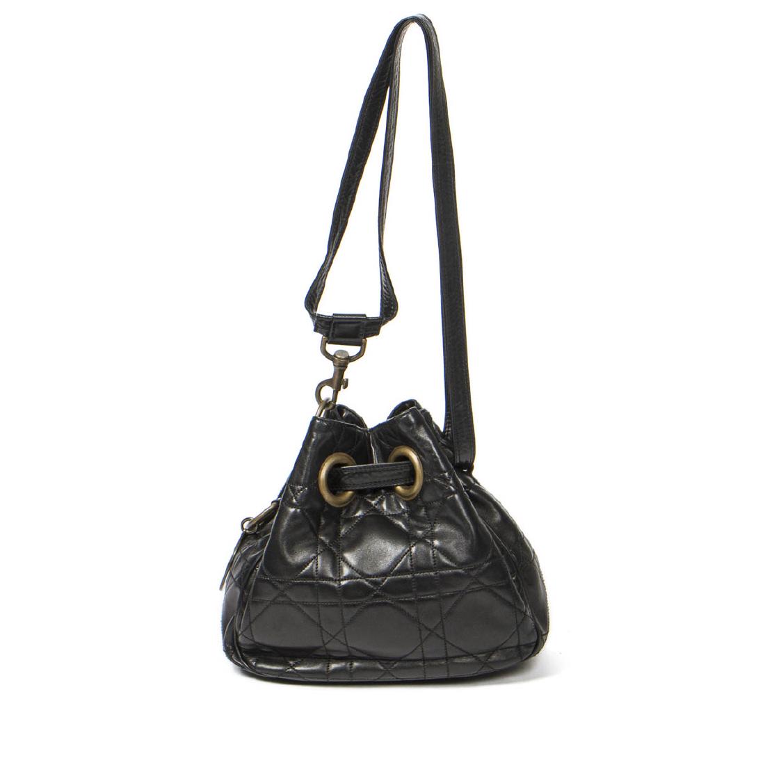 DIOR Drawstring Tote PM in Black Cannage Leather (1 of 4)