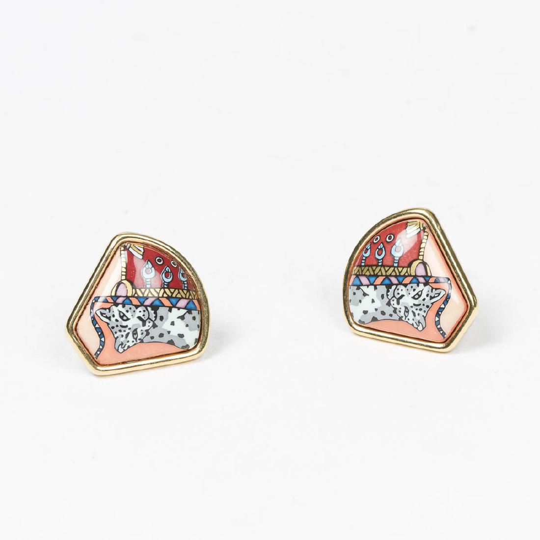 HERMES Enamel Clip Earrings (1 of 2)