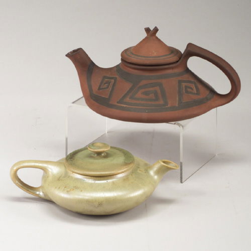 1306 Two CLIFTON teapots, one Crystal Patina