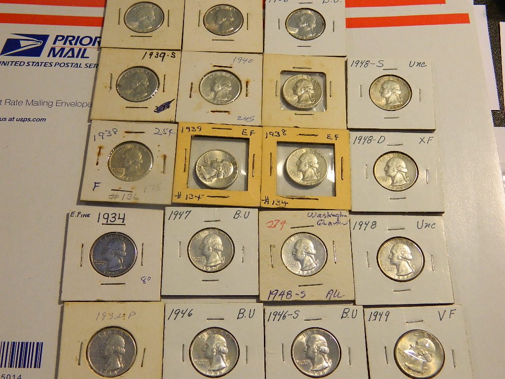 19 Silver Quarter Dollars XF-AU-BU 1930'S 1940'S (1 of 2)