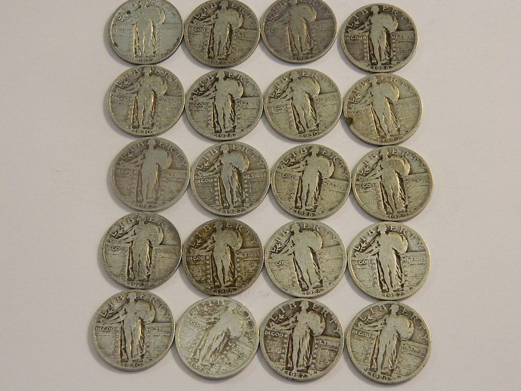 Standing Liberty Quarter Dollars: Lot of 20 - Standing Liberty Quarter Dollars
