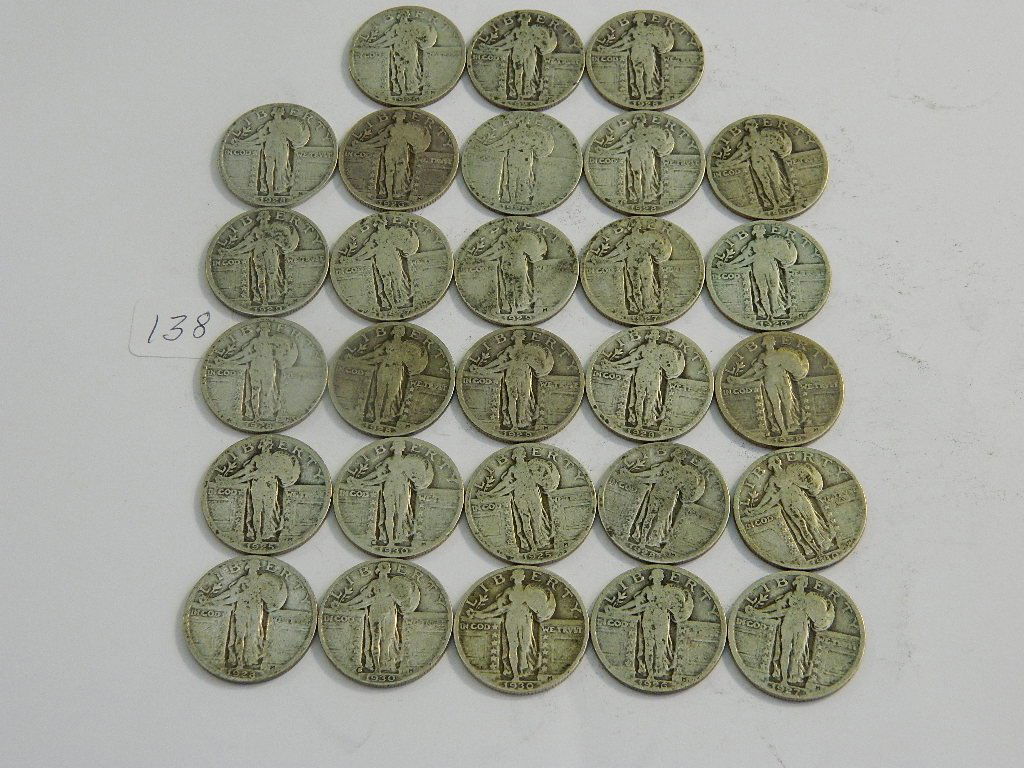 Standing Liberty Quarter Dollars: Lot of 28 - Standing Liberty Quarter Dollars