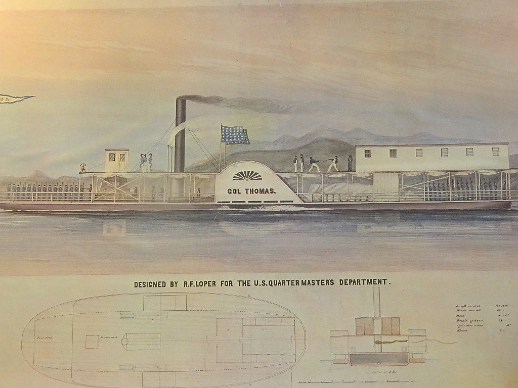 Col. Thomas Steam Ship old drawing Printing Lrg: Col. Thomas Steam Ship old drawing Printing Approx. 24x36