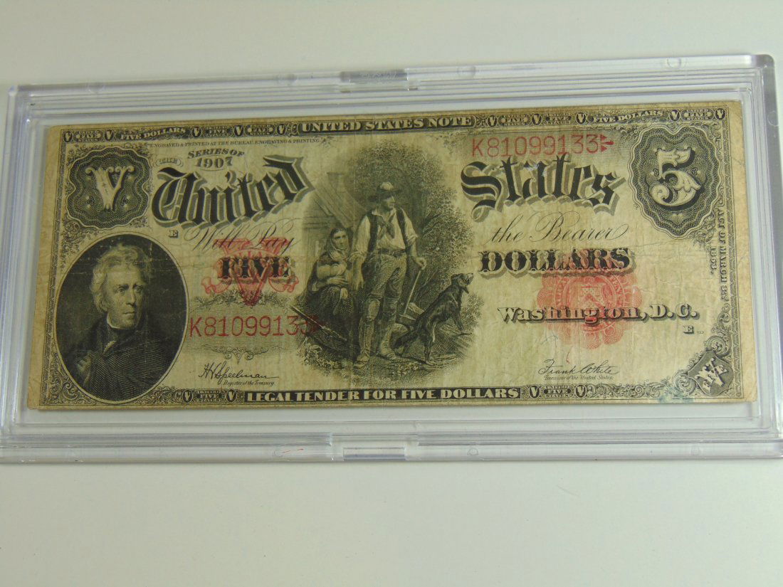 1907 Wood Chopper $5.00 Lrg Note (1 of 2)