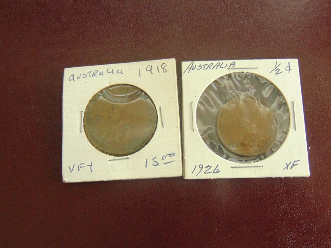 Lot of 2 Australian Coins, 1918, 1926 (1 of 2)