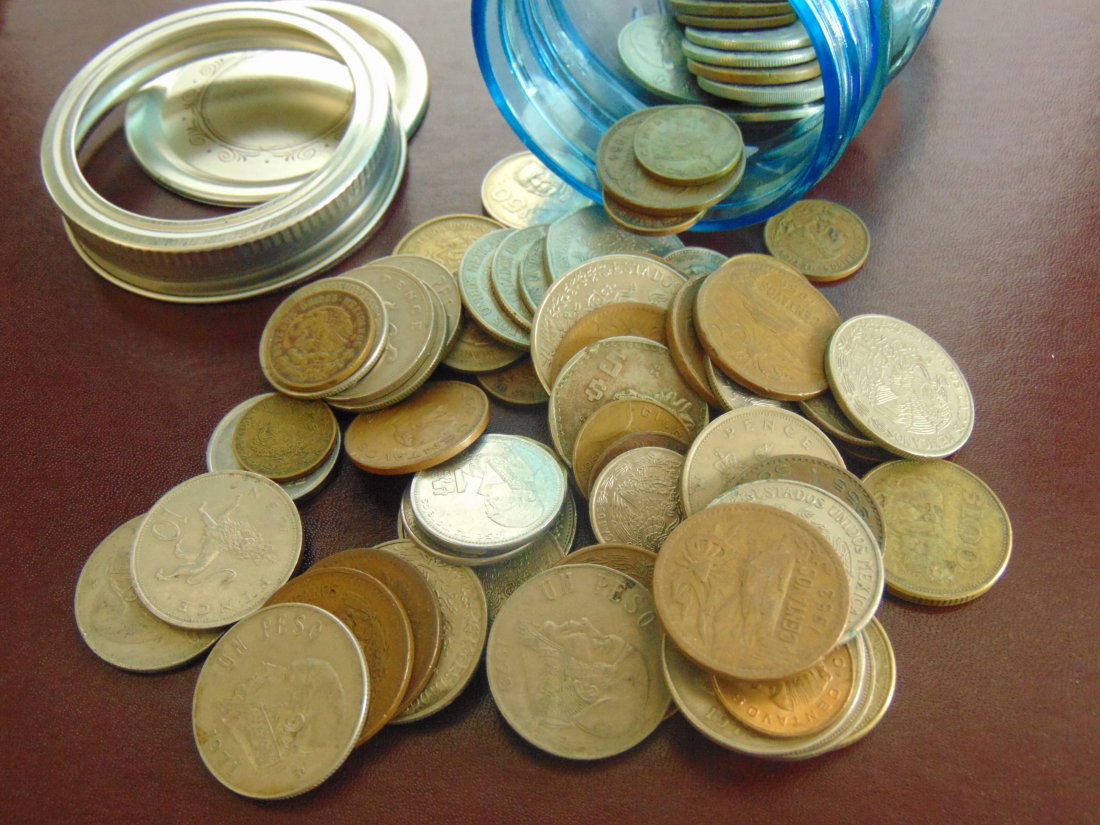 Ball Jar with Old Mexico Coins (1 of 1)
