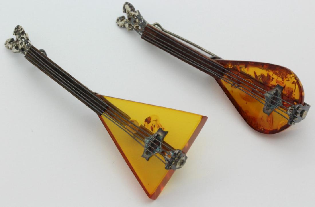 2 Sterling Silver Baltic Amber String Instrument Brooch (1 of 6)