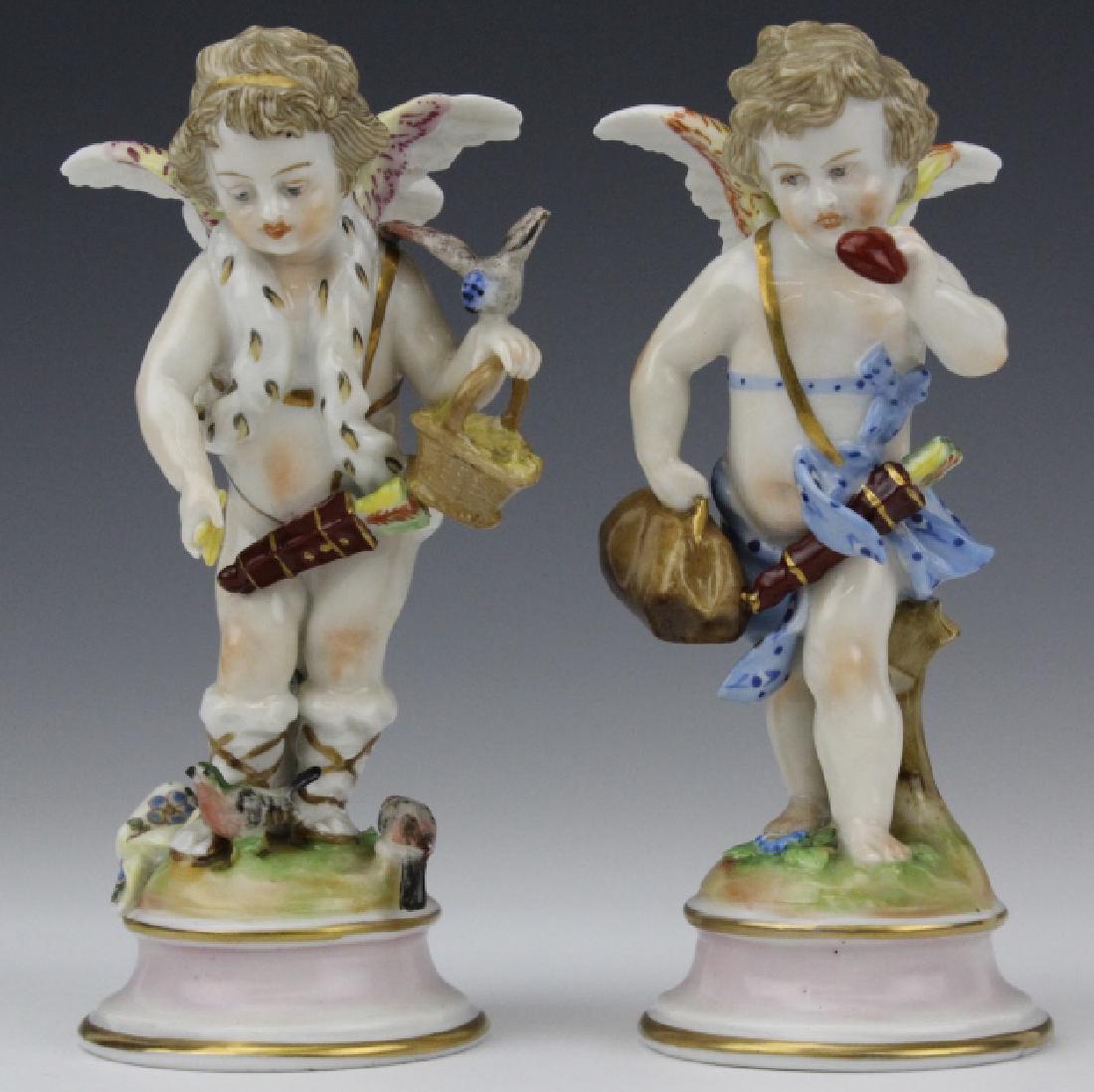 2 Antique Capodimonte Cupid Angel Porcelain Figurine (1 of 8)