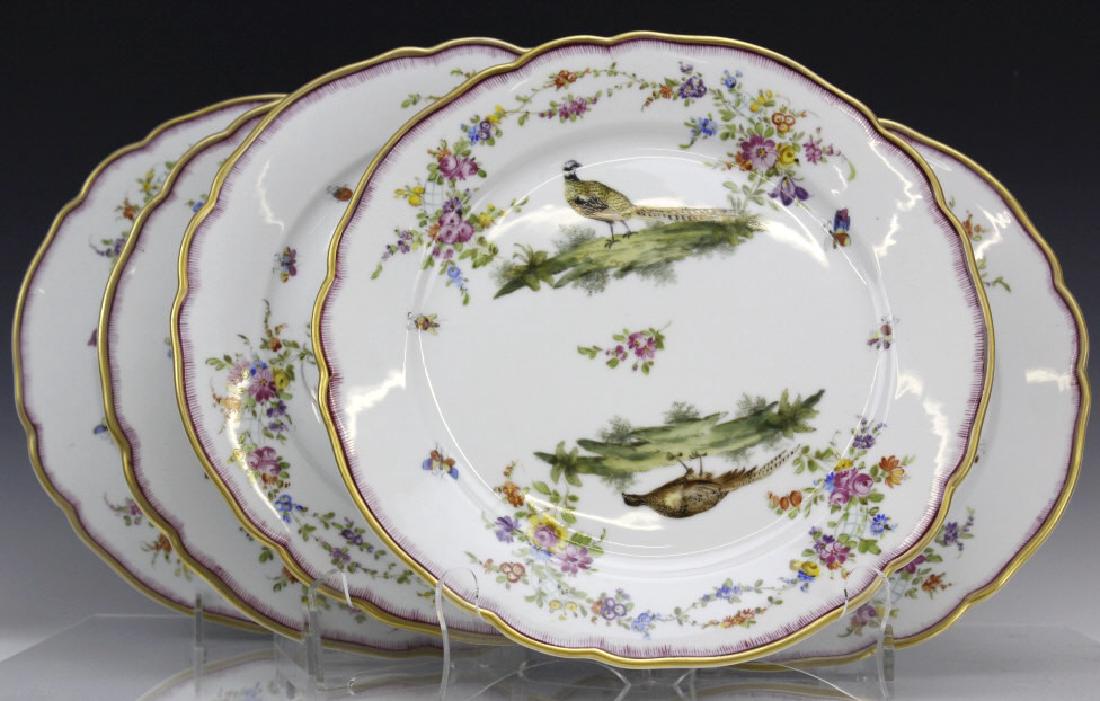 6 Hand Pained Porcelain Pheasant Bird Dinner Plate Set (1 of 6)