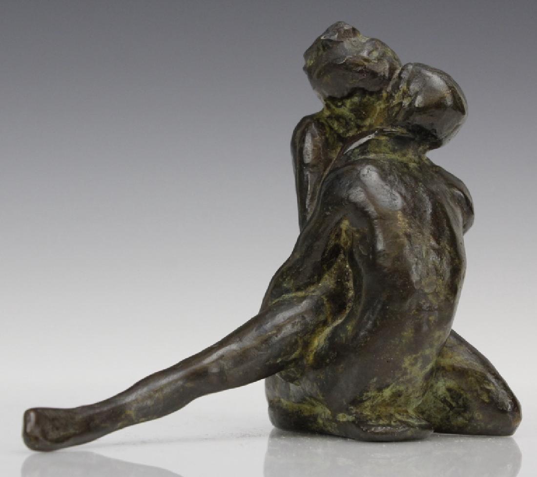 Peter Hayward Miniature Two Lovers Bronze Art Sculpture: Attributed to Peter Hayward (1905-1993 USA) based on similar works. Features two lovers in full embrace. Solid cast. Unsigned. Measures 4 1/4" x 5". In house continental USA shipping $35 plus insuranc
