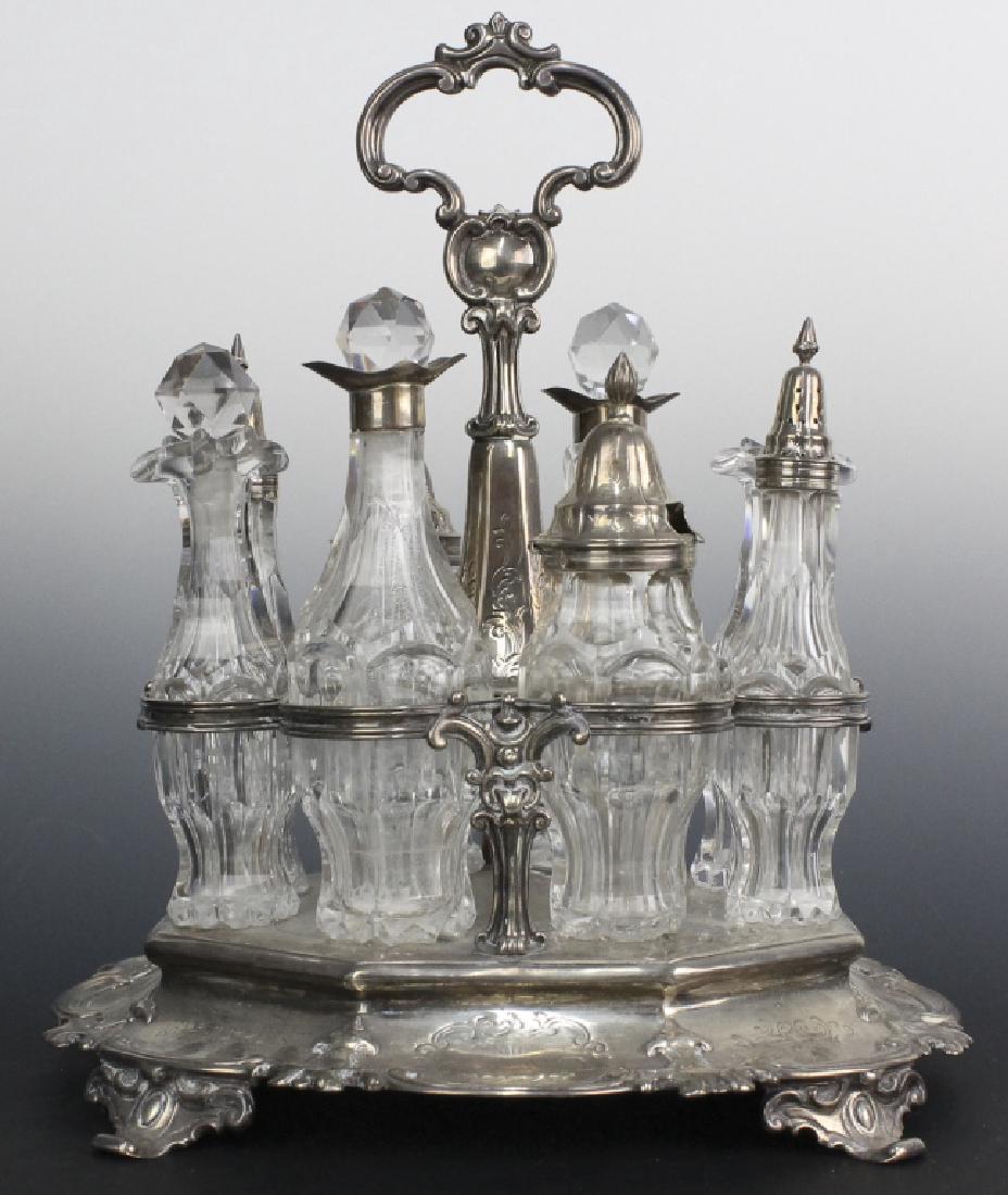 Victorian Era English Sterling Silver Glass Cruet Set (1 of 8)
