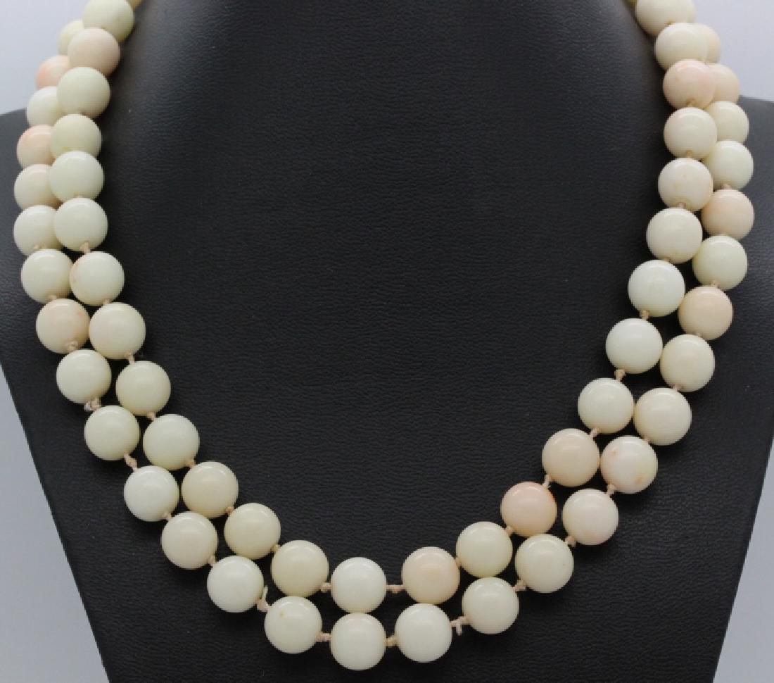 VTG 14k Gold Angel Skin Coral 10mm Bead Strand Necklace (1 of 6)