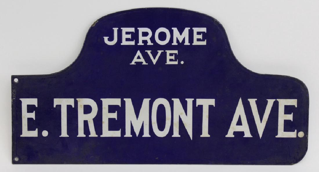 New York City Tremont Ave Blue Enamel NYC Street Sign (1 of 3)