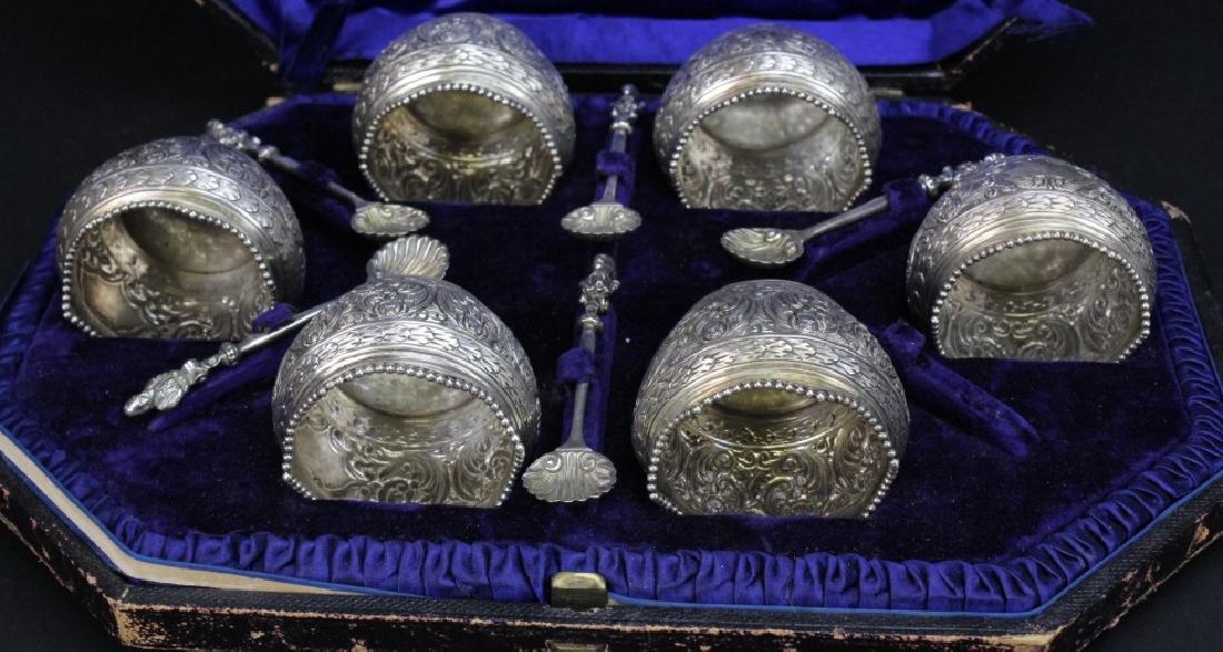 Victorian Era English Sterling Silver Salt Dip Set 337g (1 of 10)