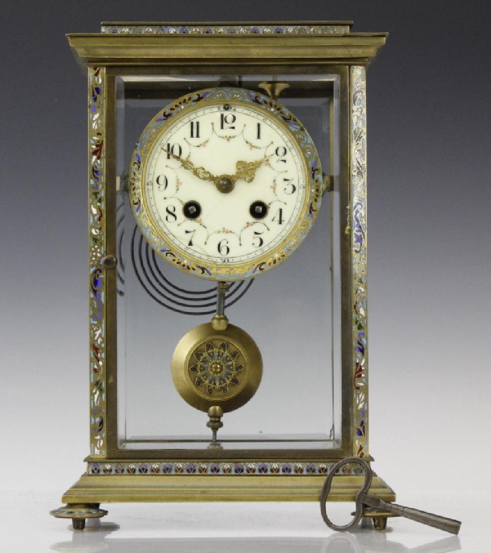 Samuel Marti Champleve Enamel Regulator Mantel Clock (1 of 8)