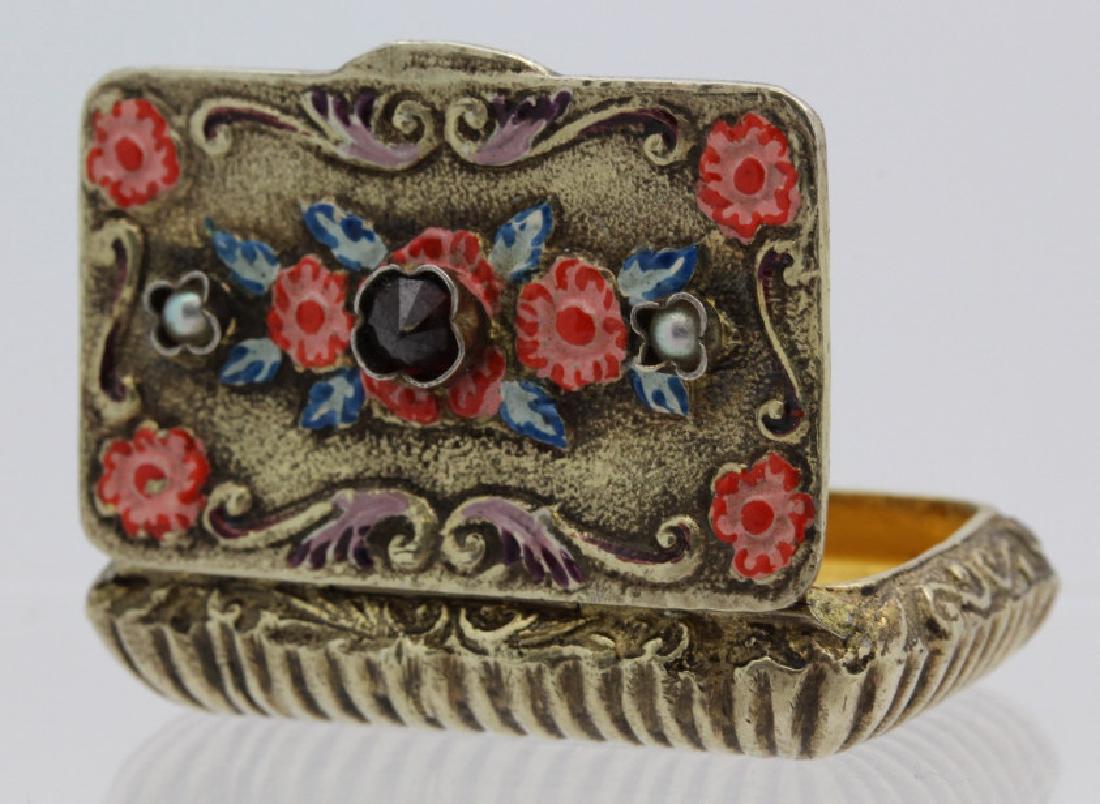 Victorian Gilt Silver Jeweled Enamel Viennese Pill Box (1 of 7)