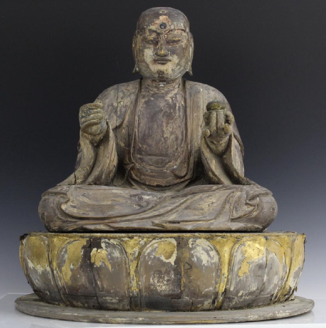 Muromachi Period c. 1600 AD Japanese Wood Buddha Statue (1 of 10)