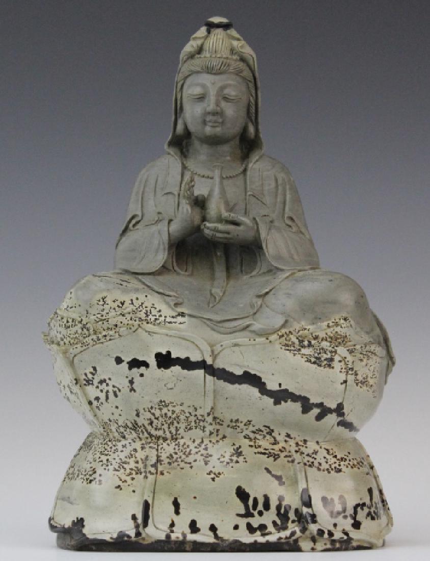 Seated Buddha Carved Hard Stone Sculpture Statue FINE (1 of 8)