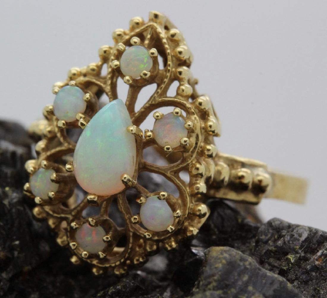 Victorian Style Pierced Filigree 14k Opal Ring Size 7 (1 of 7)
