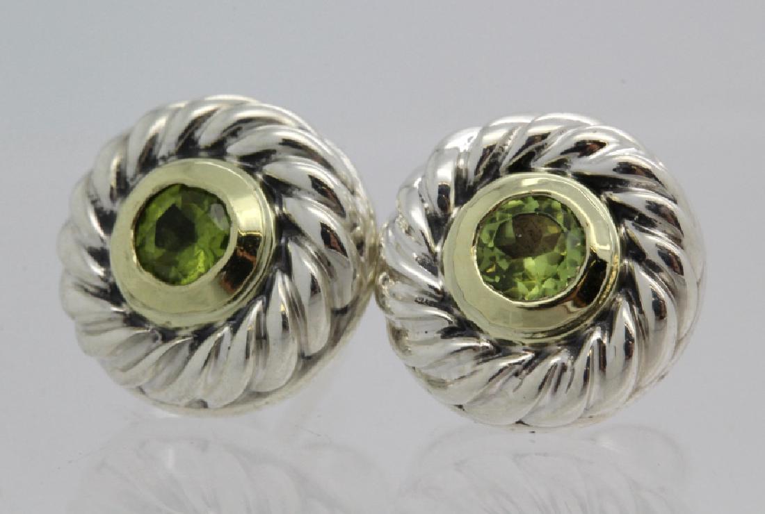 David Yurman 18k Sterling Silver Green Peridot Earrings (1 of 8)