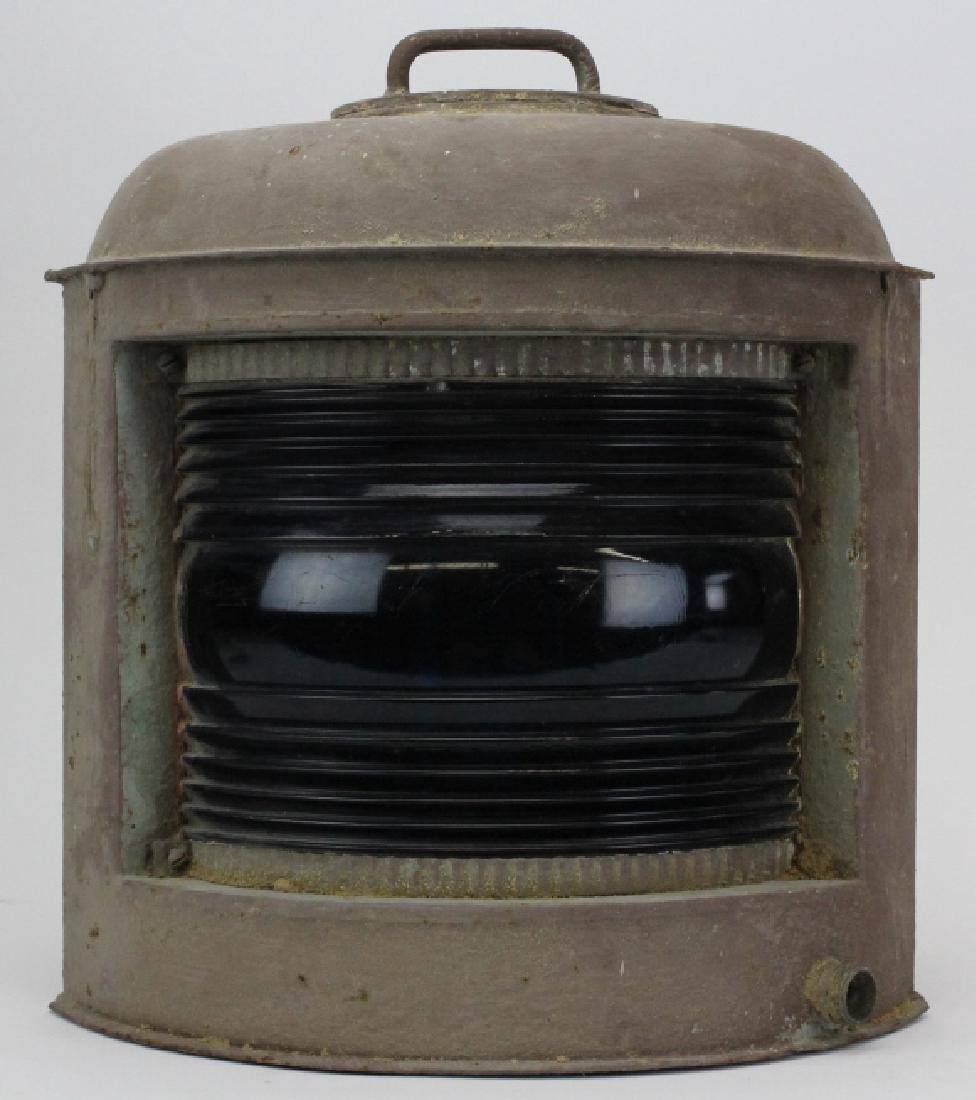 Antique Green Glass Starboard Ships Boat Lantern Lamp (1 of 6)