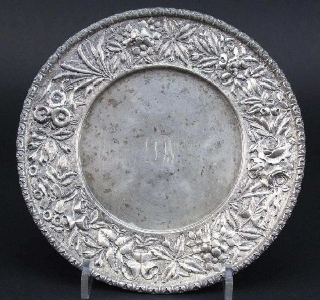 1800s S Kirk & Son Coin Silver Repousse Plate 250g (1 of 7)