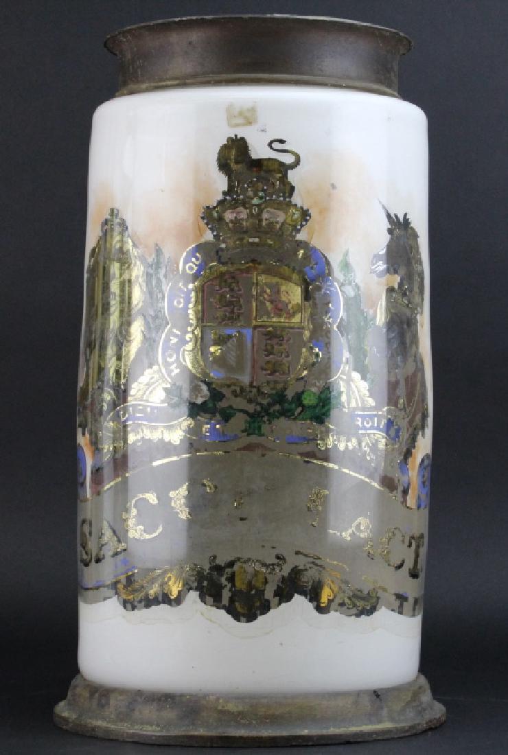 LARGE Antique Reverse Painted Glass Tobacco Jar w/ Lid (1 of 9)