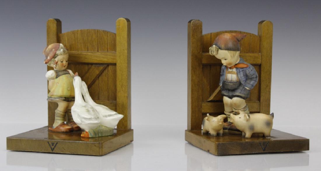 PAIR of Hummel Porcelain & Wood Decor Bookends (1 of 5)