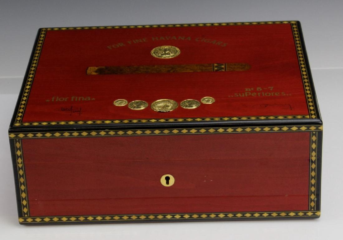 ELIE BLUE Flor Fina Red Havana Cigar Box Humidor PARIS (1 of 10)