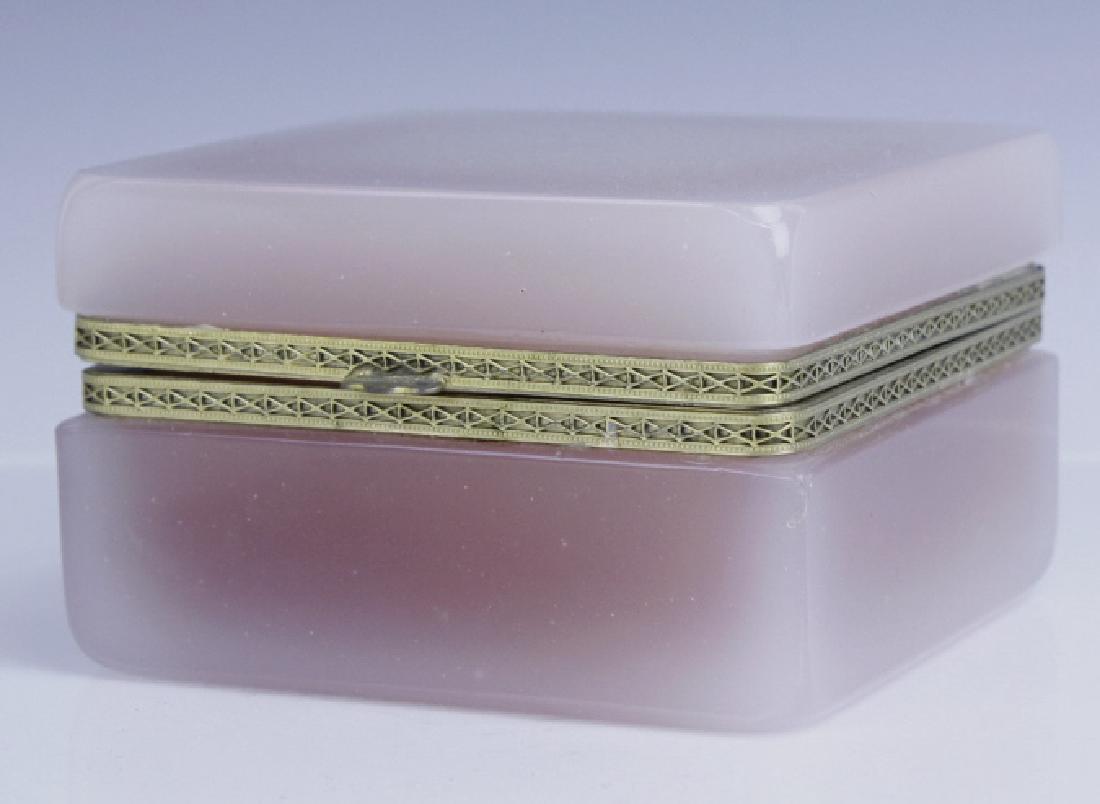 French Pink Opaline Art Glass Jewelry Trinket Box (1 of 8)