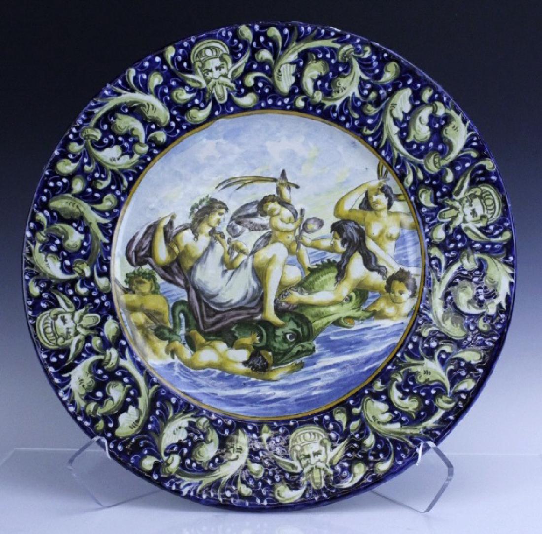 Large Antique Italian Faience Scenic Charger Plate (1 of 6)