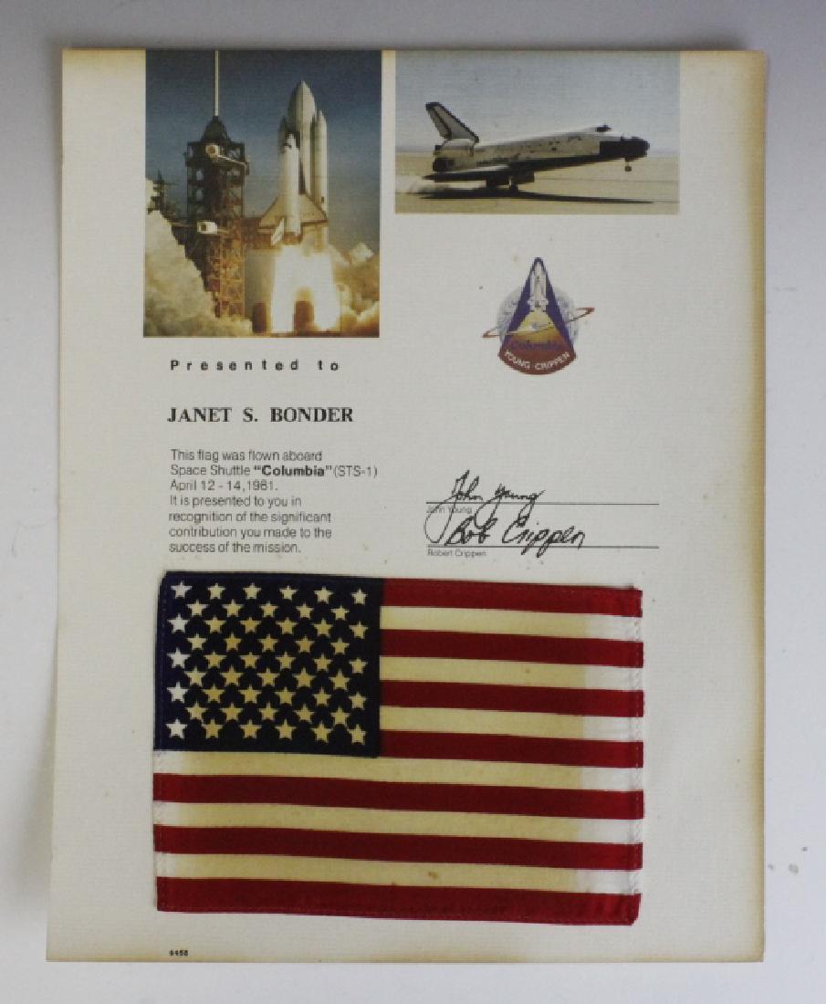 NASA STS-1 Space Shuttle Columbia Flown Flag (1 of 3)