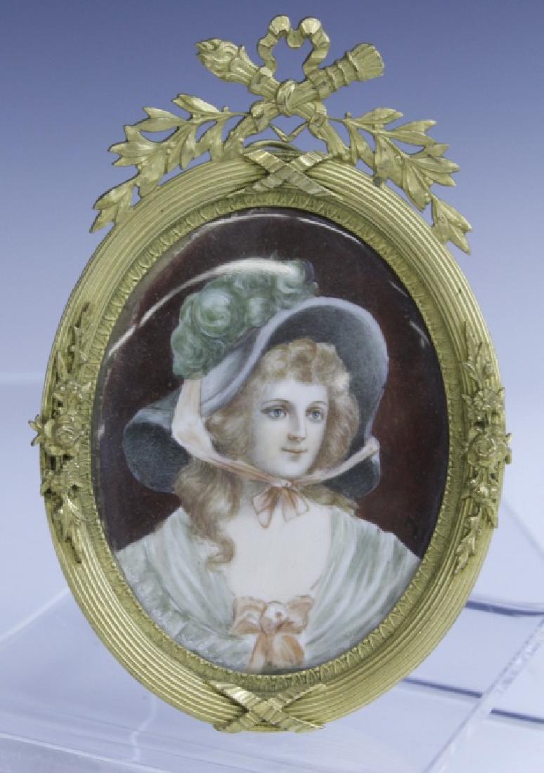 Antique French Court Lady Portrait in Bronze Frame (1 of 6)