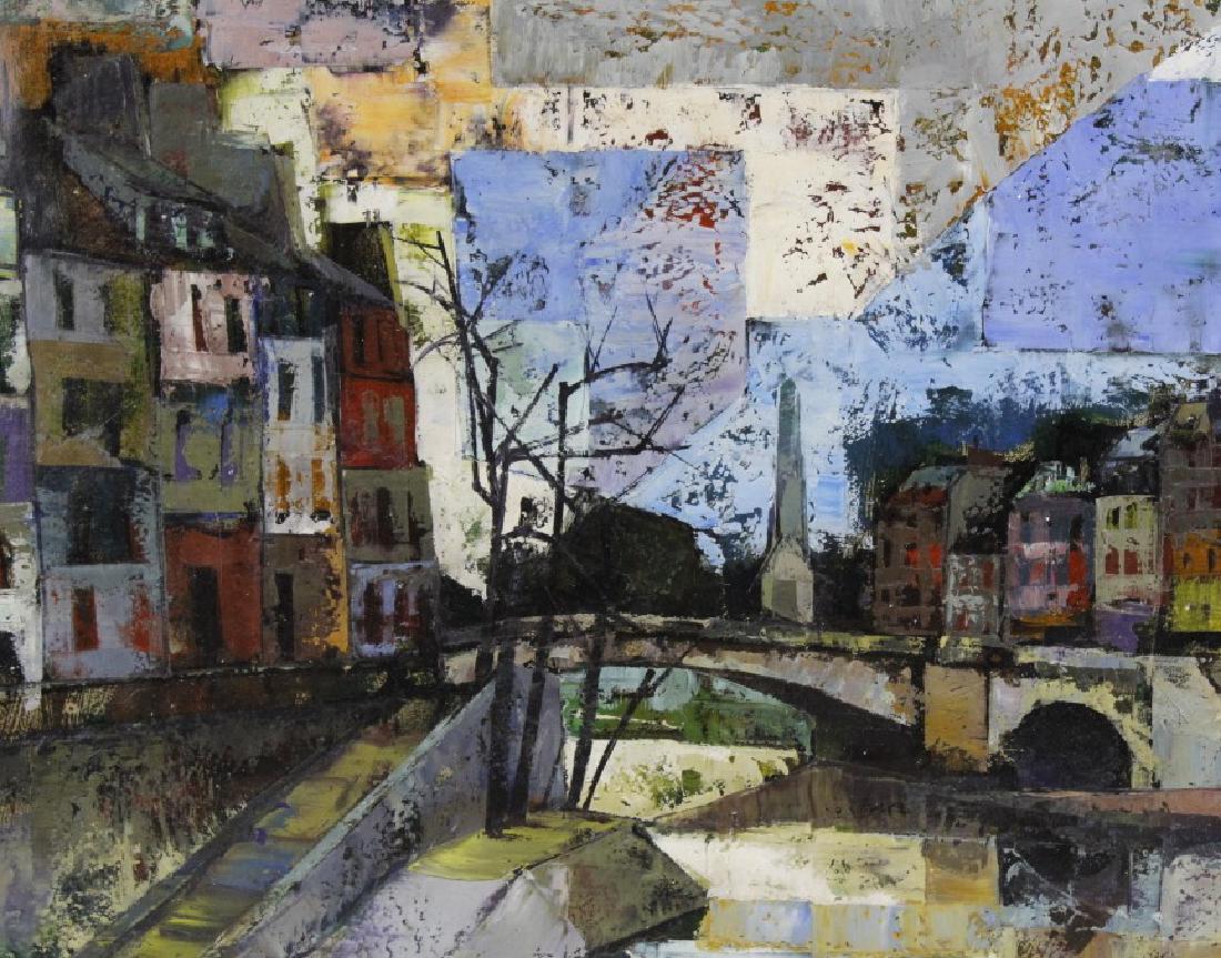 OLIVER FOSS Parisian Canal Scene Oil Painting (1 of 8)