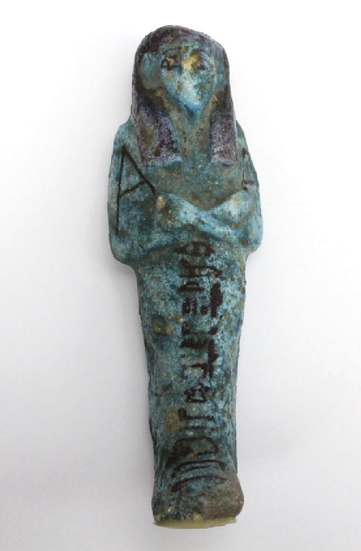 Ancient Egyptian Blue Faience Ushabti Mummy Figure (1 of 10)