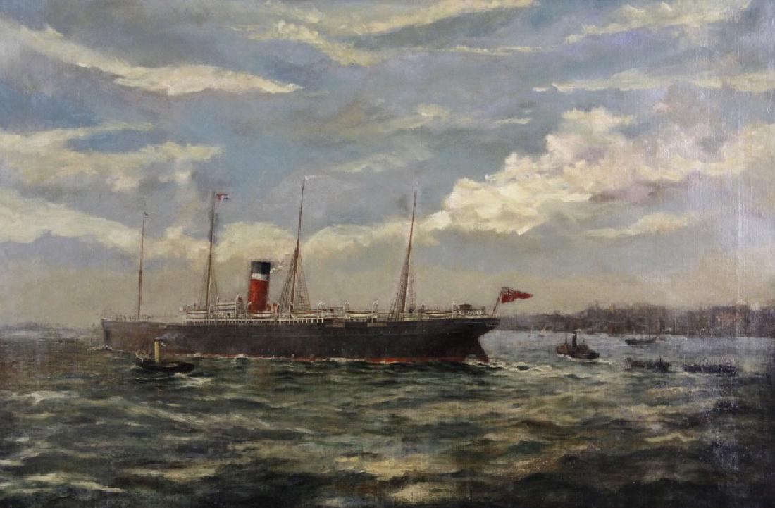 Antique Unsigned Steam Sailor Ship Oil Painting (1 of 10)