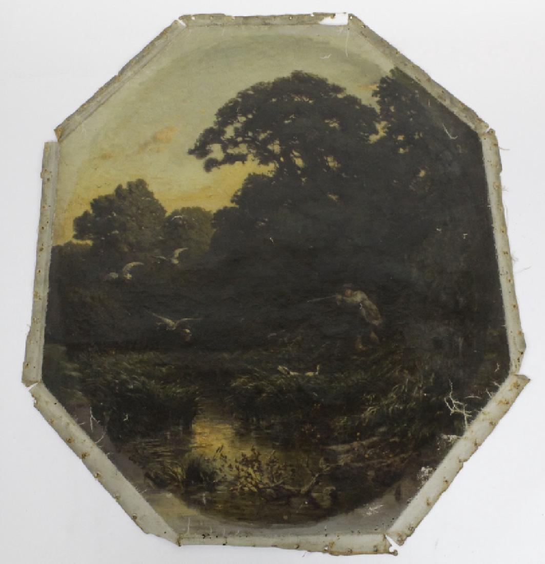 Antique English School Duck Hunt Scene Painting (1 of 7)