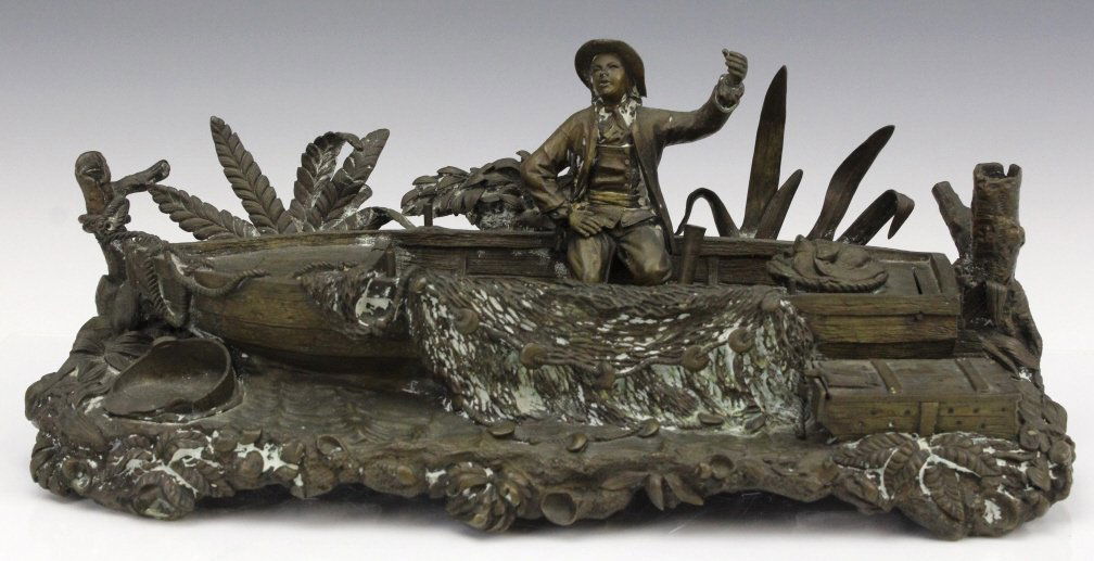 Antique Ch Leblanc French Bronze Figural Inkwell (1 of 9)