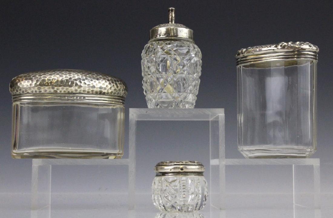 4 ANTIQUE British Sterling Silver Crystal Vanity Box (1 of 6)