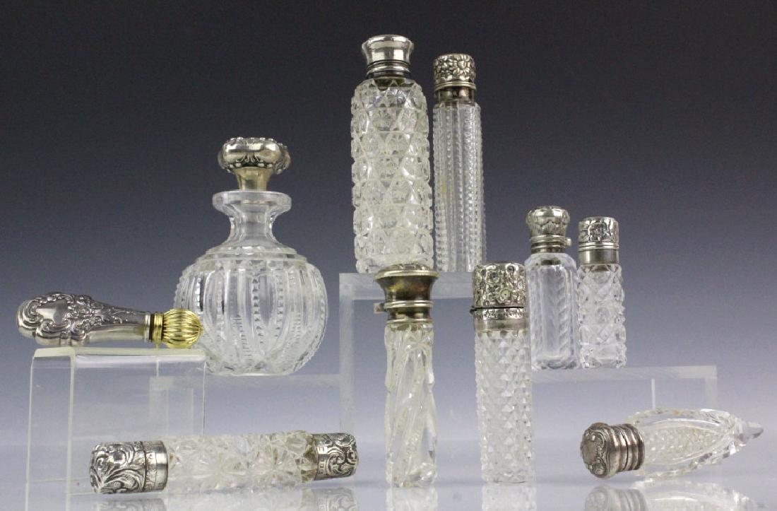 10 ANTIQUE Sterling Silver Cut Crystal Perfume Bottles (1 of 7)