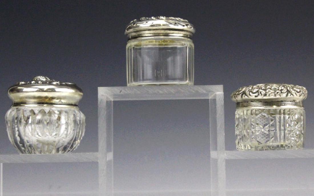 3 ANTIQUE Unger Bros. Sterling Silver Crystal Box Jars (1 of 10)