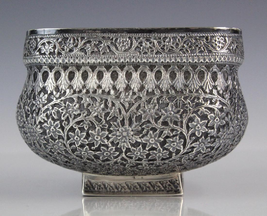 Antique Persian Silver Floral Repousse Square Bowl (1 of 6)