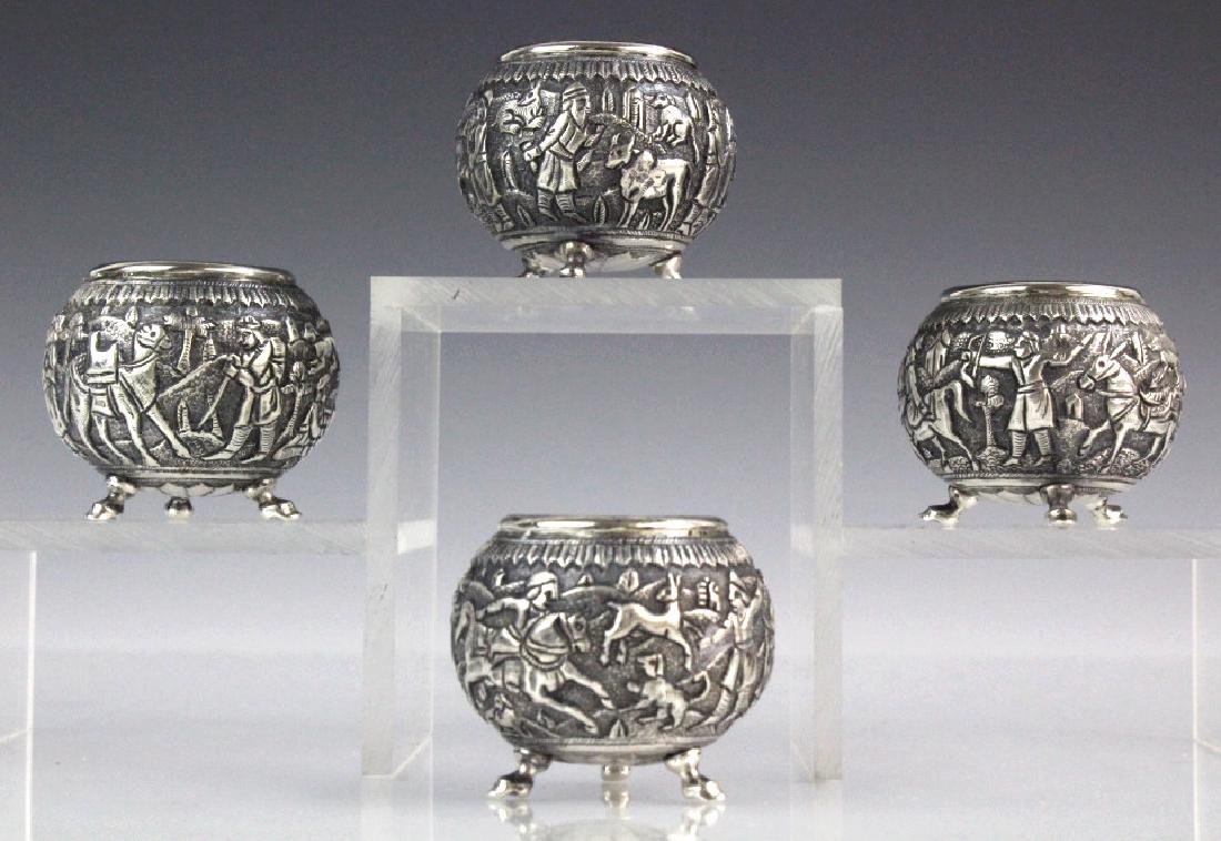 Set 4 Antique Persian Silver Repousse Salt Cellar (1 of 6)